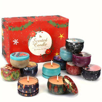 Christmas Candle Soy Wax Candle Gift Box: 12Pcs 2.5Oz, Essential for a Festive Atmosphere! Exquisite Christmas-Themed Candle, a Perfect Bath Companion, a Birthday Gift Box to Encounter Christmas Romance., Cozy Ambiance, Elegant Candles, Festive