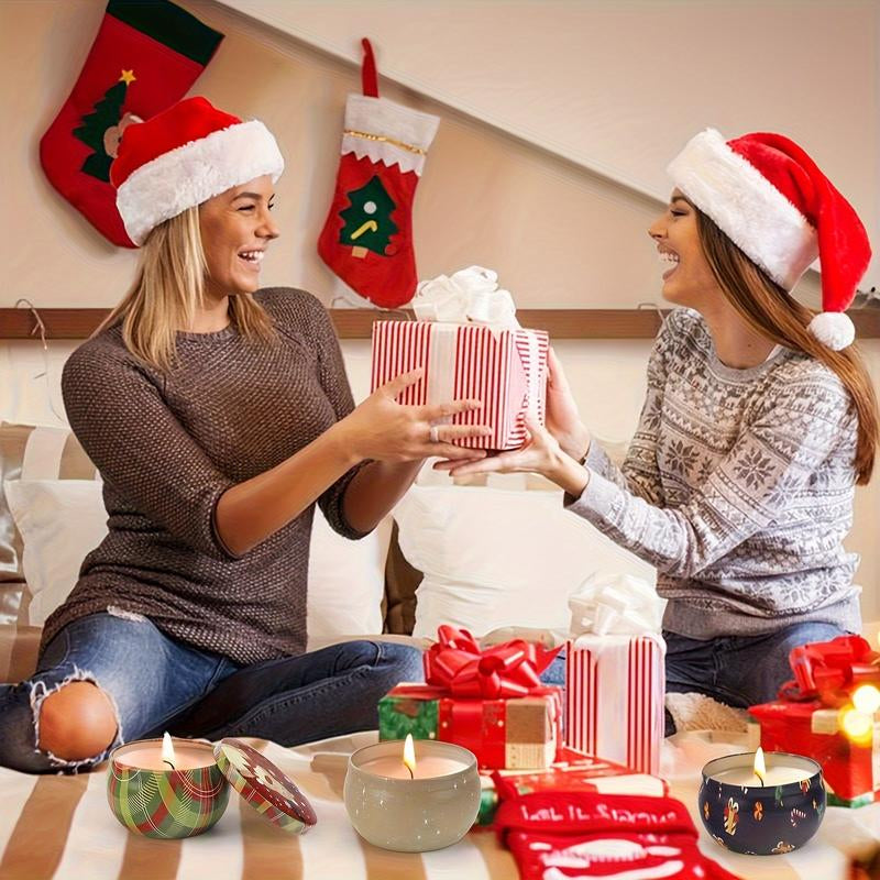 Christmas Candle Soy Wax Candle Gift Box: 12Pcs 2.5Oz, Essential for a Festive Atmosphere! Exquisite Christmas-Themed Candle, a Perfect Bath Companion, a Birthday Gift Box to Encounter Christmas Romance., Cozy Ambiance, Elegant Candles, Festive