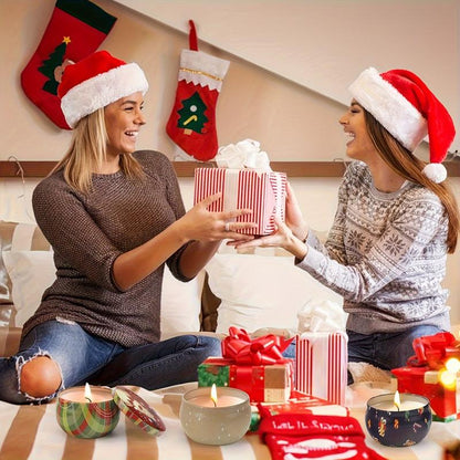 Christmas Candle Soy Wax Candle Gift Box: 12Pcs 2.5Oz, Essential for a Festive Atmosphere! Exquisite Christmas-Themed Candle, a Perfect Bath Companion, a Birthday Gift Box to Encounter Christmas Romance., Cozy Ambiance, Elegant Candles, Festive