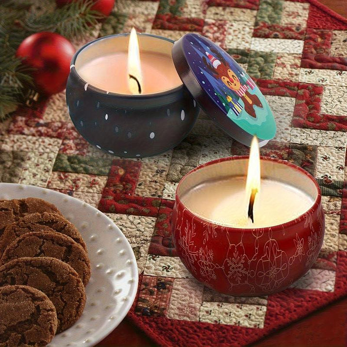 Christmas Candle Soy Wax Candle Gift Box: 12Pcs 2.5Oz, Essential for a Festive Atmosphere! Exquisite Christmas-Themed Candle, a Perfect Bath Companion, a Birthday Gift Box to Encounter Christmas Romance., Cozy Ambiance, Elegant Candles, Festive