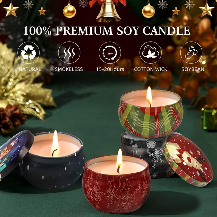Christmas Candle Soy Wax Candle Gift Box: 12Pcs 2.5Oz, Essential for a Festive Atmosphere! Exquisite Christmas-Themed Candle, a Perfect Bath Companion, a Birthday Gift Box to Encounter Christmas Romance., Cozy Ambiance, Elegant Candles, Festive